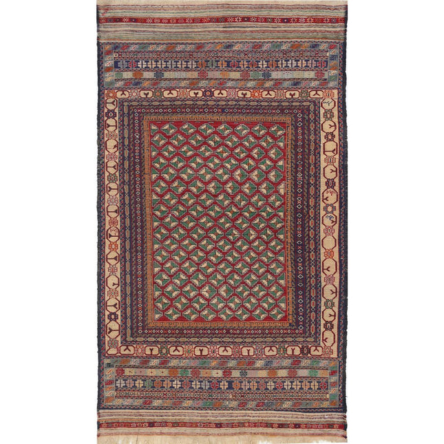 Maliki Kilim Hand-Woven Wool Kilim IVA0024131 - Natalia Rugs