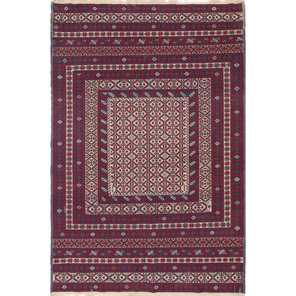 Maliki Kilim Hand-Woven Wool Kilim IVA0024136 - Natalia Rugs