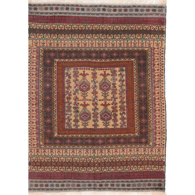 Maliki Kilim Hand-Woven Wool Kilim IVA0024142 - Natalia Rugs