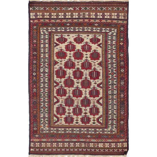 Maliki Kilim Hand-Woven Wool Kilim IVA0024143 - Natalia Rugs