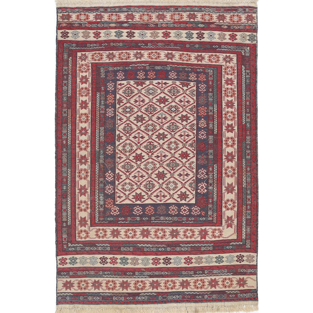 Maliki Kilim Hand-Woven Wool Kilim IVA0024148 - Natalia Rugs