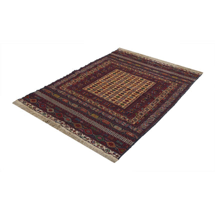 Maliki Kilim 4' 3" X 5' 11" Wool Hand-Woven Kilim 4' 3" X 5' 11" (130 X 180) / Multi / Multi