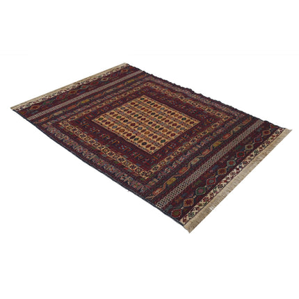 Maliki Kilim 4' 3" X 5' 11" Wool Hand-Woven Kilim 4' 3" X 5' 11" (130 X 180) / Multi / Multi