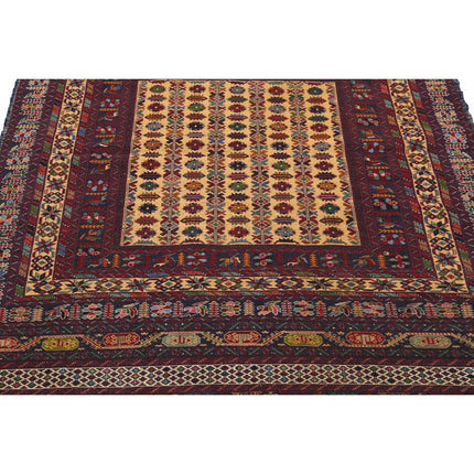 Maliki Kilim 4' 3" X 5' 11" Wool Hand-Woven Kilim 4' 3" X 5' 11" (130 X 180) / Multi / Multi