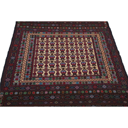 Maliki Kilim 4' 6" X 6' 3" Wool Hand-Woven Kilim 4' 6" X 6' 3" (137 X 191) / Multi / Multi