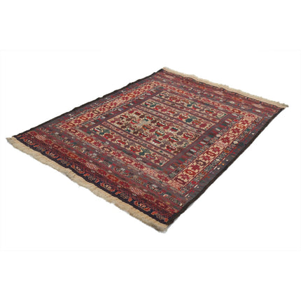 Maliki Kilim 4' 5" X 6' 1" Wool Hand-Woven Kilim 4' 5" X 6' 1" (135 X 185) / Multi / Multi