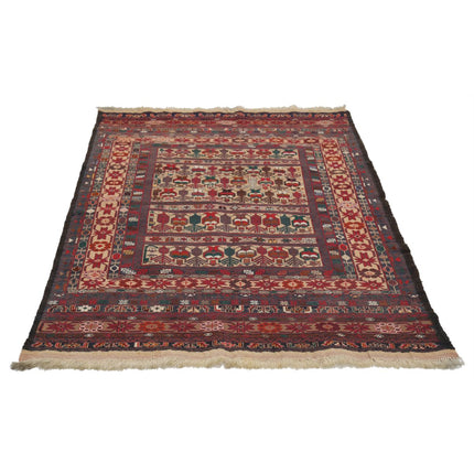 Maliki Kilim 4' 5" X 6' 1" Wool Hand-Woven Kilim 4' 5" X 6' 1" (135 X 185) / Multi / Multi