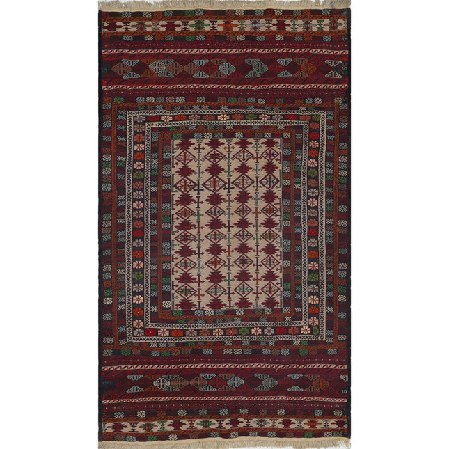 Maliki Kilim Hand-Woven Wool Kilim IVA0024258 - Natalia Rugs