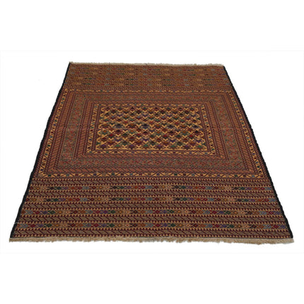 Maliki Kilim 4' 0" X 6' 2" Wool Hand-Woven Kilim 4' 0" X 6' 2" (122 X 188) / Multi / Multi