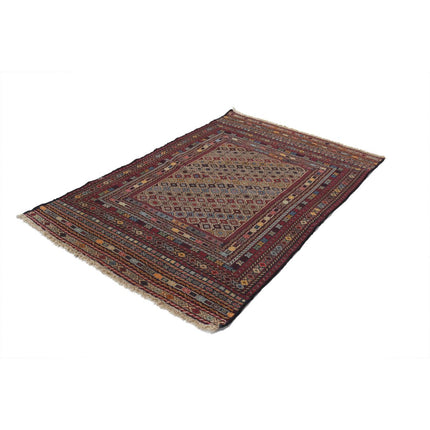 Maliki Kilim 3' 8" X 5' 7" Wool Hand-Woven Kilim 3' 8" X 5' 7" (112 X 170) / Multi / Multi