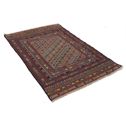 Maliki Kilim 3' 8" X 5' 7" Wool Hand-Woven Kilim 3' 8" X 5' 7" (112 X 170) / Multi / Multi