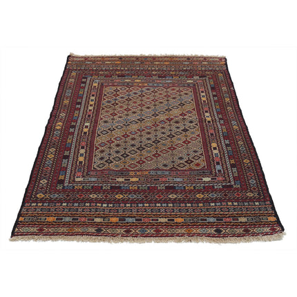 Maliki Kilim 3' 8" X 5' 7" Wool Hand-Woven Kilim 3' 8" X 5' 7" (112 X 170) / Multi / Multi