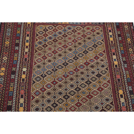 Maliki Kilim 3' 8" X 5' 7" Wool Hand-Woven Kilim 3' 8" X 5' 7" (112 X 170) / Multi / Multi