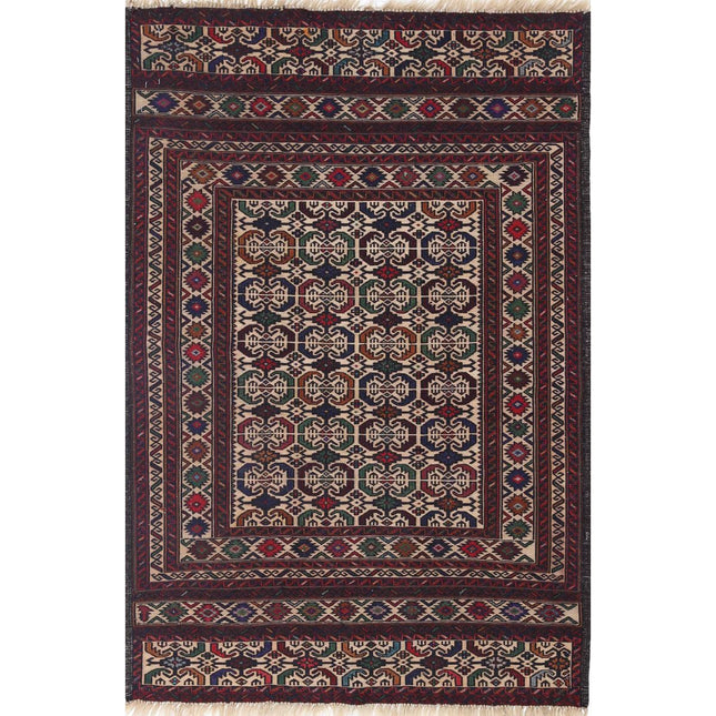 Maliki Kilim Hand-Woven Wool Kilim IVA0024279 - Natalia Rugs