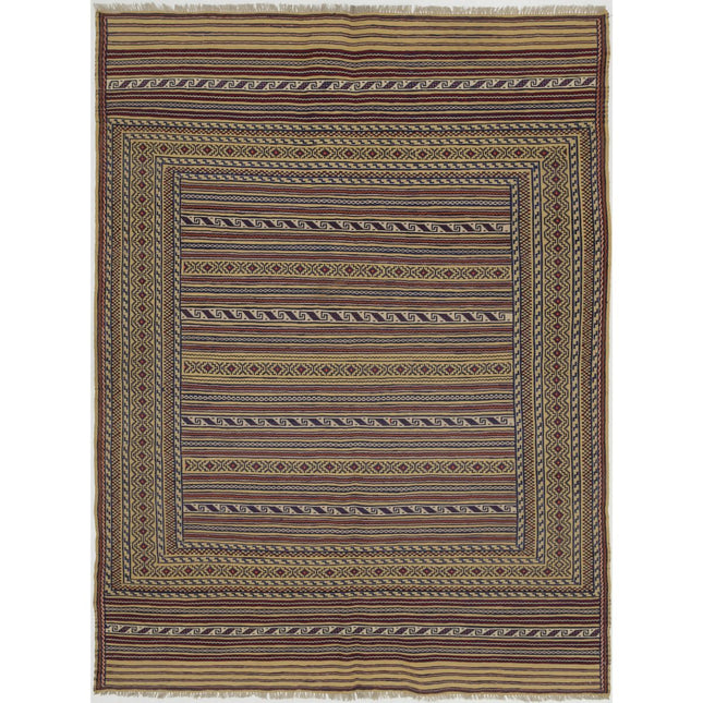 Maliki Kilim Hand-Woven Wool Kilim IVA0024529 - Natalia Rugs