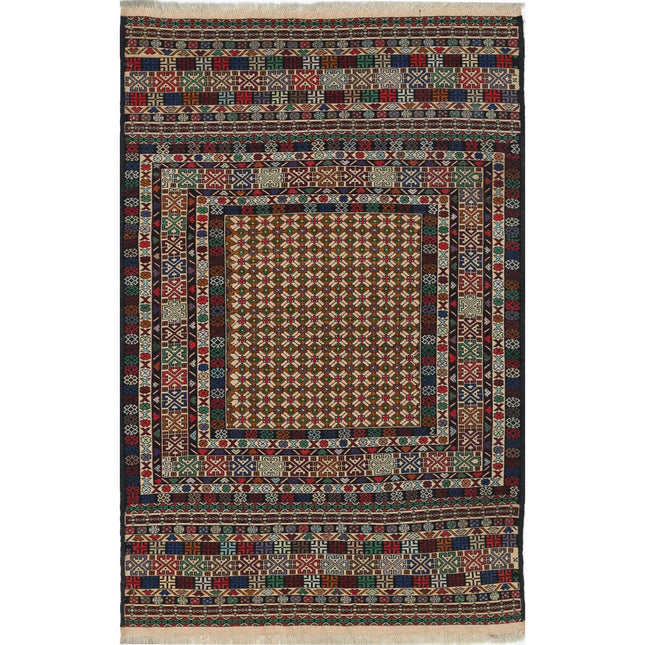 Maliki Kilim Hand-Woven Wool Kilim IVA0025537 - Natalia Rugs