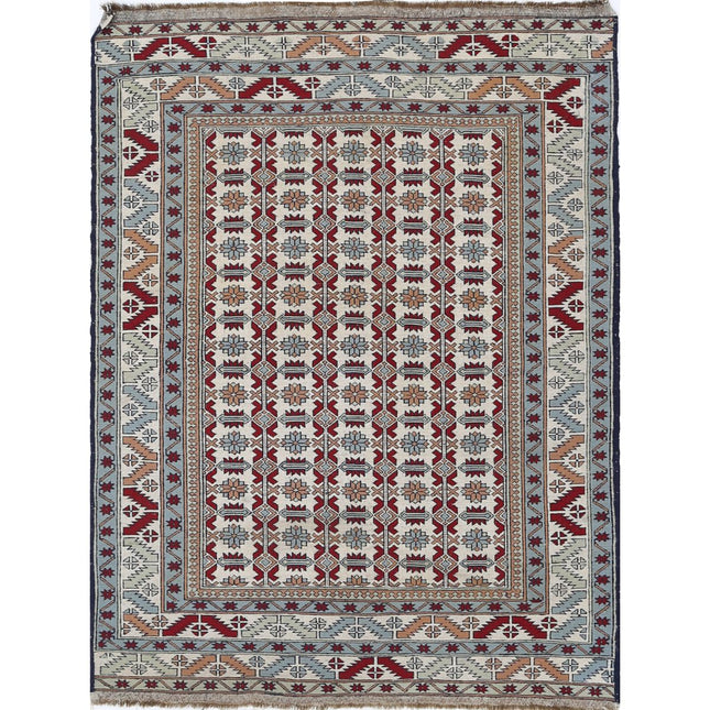 Maliki Kilim Hand-Woven Wool Kilim IVA0025543 - Natalia Rugs