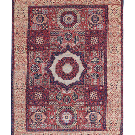 Mamluk 5' 3" X 7' 6" Hand Knotted Wool Rug 5' 3" X 7' 6" (160 X 229) / Red / Wool