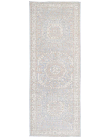 Mamluk 3' 5" X 9' 5" Hand Knotted Wool Rug 3' 5" X 9' 5" (104 X 287) / Teal / Wool
