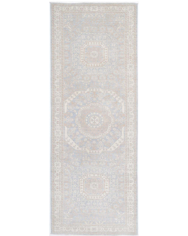 Mamluk 3' 5" X 9' 5" Hand Knotted Wool Rug 3' 5" X 9' 5" (104 X 287) / Teal / Wool