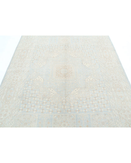 Mamluk 6' 2" X 8' 10" Hand Knotted Wool Rug 6' 2" X 8' 10" (188 X 269) / Blue / Wool