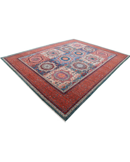 Mamluk 10' 2" X 13' 0" Hand Knotted Wool Rug 10' 2" X 13' 0" (310 X 396) / Green / Wool