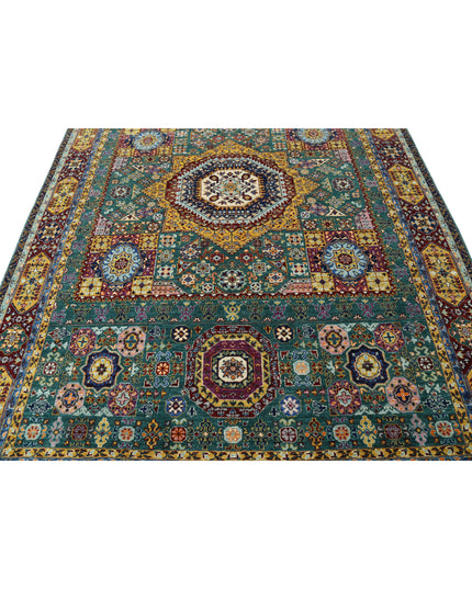 Mamluk 6' 9" X 9' 6" Hand Knotted Wool Rug 6' 9" X 9' 6" (206 X 290) / Green / Wool