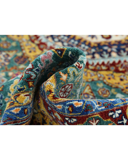 Mamluk 6' 9" X 9' 6" Hand Knotted Wool Rug 6' 9" X 9' 6" (206 X 290) / Green / Wool