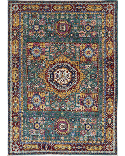Mamluk 6' 9" X 9' 6" Hand Knotted Wool Rug 6' 9" X 9' 6" (206 X 290) / Green / Wool