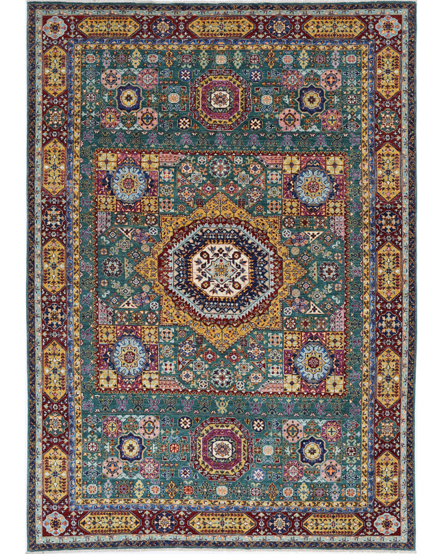 Mamluk 6' 9" X 9' 6" Hand Knotted Wool Rug 6' 9" X 9' 6" (206 X 290) / Green / Wool