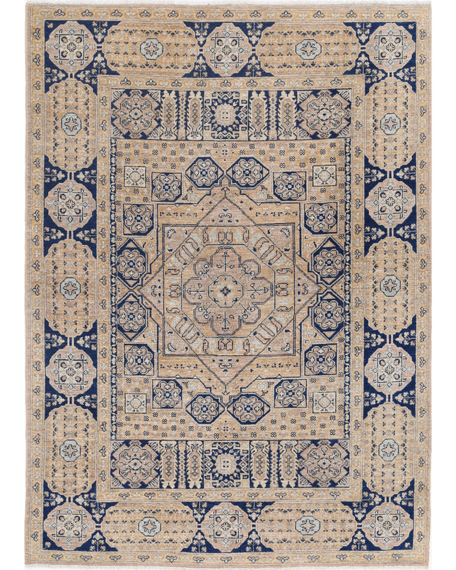 Mamluk 5' 3" X 7' 5" Hand Knotted Wool Rug 5' 3" X 7' 5" (160 X 226) / Taupe / Wool