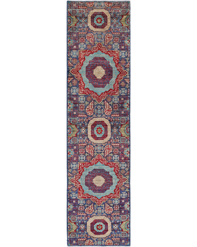 Mamluk 2' 6" X 9' 10" Hand Knotted Wool Rug 2' 6" X 9' 10" (76 X 300) / Blue / Wool