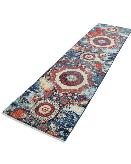 Mamluk 2' 6" X 9' 7" Hand Knotted Wool Rug 2' 6" X 9' 7" (76 X 292) / Blue / Wool