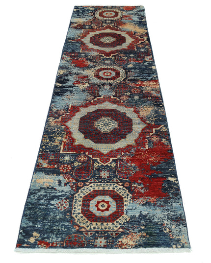 Mamluk 2' 6" X 9' 7" Hand Knotted Wool Rug 2' 6" X 9' 7" (76 X 292) / Blue / Wool