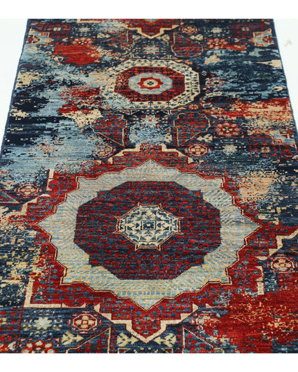 Mamluk 2' 6" X 9' 7" Hand Knotted Wool Rug 2' 6" X 9' 7" (76 X 292) / Blue / Wool