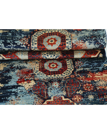 Mamluk 2' 6" X 9' 7" Hand Knotted Wool Rug 2' 6" X 9' 7" (76 X 292) / Blue / Wool