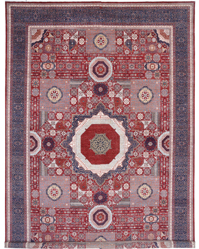 Mamluk 16' 5" X 24' 5" Hand Knotted Wool Rug 16' 5" X 24' 5" (500 X 744) / Red / Wool