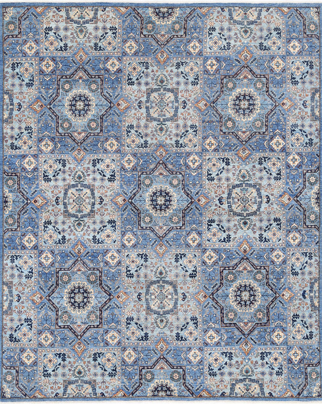 Mamluk 8' 0" X 9' 9" Hand Knotted Wool Rug 8' 0" X 9' 9" (244 X 297) / Blue / Wool