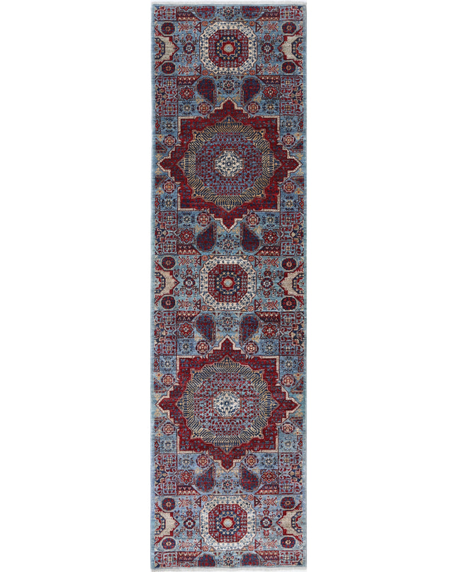Mamluk 2' 7" X 9' 9" Hand Knotted Wool Rug 2' 7" X 9' 9" (79 X 297) / Blue / Wool