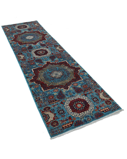 Mamluk 2' 9" X 9' 8" Hand Knotted Wool Rug 2' 9" X 9' 8" (84 X 295) / Teal / Wool