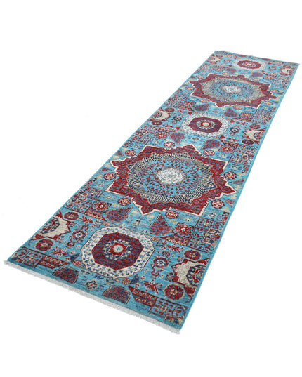 Mamluk 2' 9" X 9' 8" Hand Knotted Wool Rug 2' 9" X 9' 8" (84 X 295) / Teal / Wool