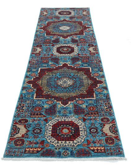 Mamluk 2' 9" X 9' 8" Hand Knotted Wool Rug 2' 9" X 9' 8" (84 X 295) / Teal / Wool