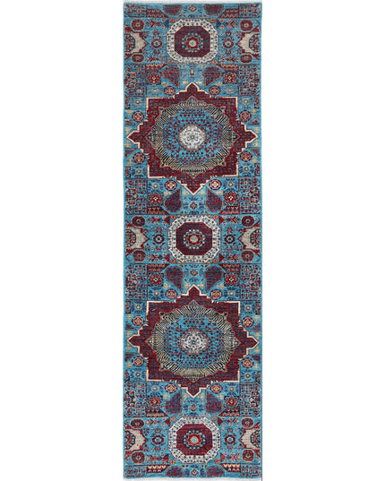 Mamluk 2' 9" X 9' 8" Hand Knotted Wool Rug 2' 9" X 9' 8" (84 X 295) / Teal / Wool