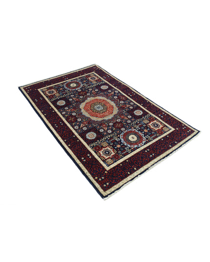 Mamluk 3' 11" X 6' 1" Hand Knotted Wool Rug 3' 11" X 6' 1" (119 X 185) / Blue / Wool