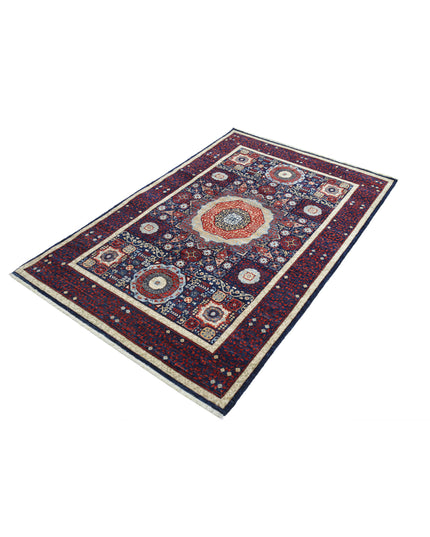 Mamluk 3' 11" X 6' 1" Hand Knotted Wool Rug 3' 11" X 6' 1" (119 X 185) / Blue / Wool