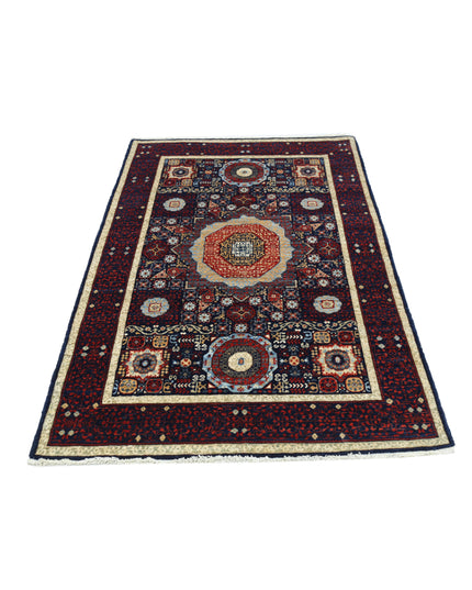 Mamluk 3' 11" X 6' 1" Hand Knotted Wool Rug 3' 11" X 6' 1" (119 X 185) / Blue / Wool