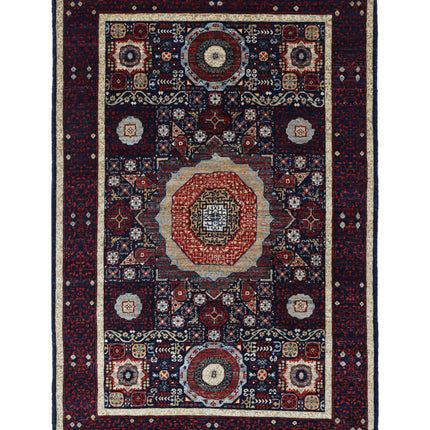 Mamluk 3' 11" X 6' 1" Hand Knotted Wool Rug 3' 11" X 6' 1" (119 X 185) / Blue / Wool