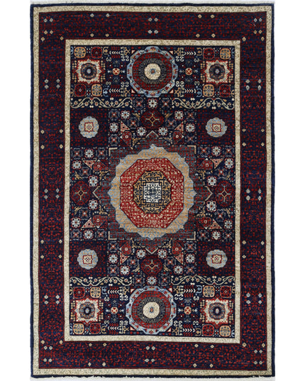 Mamluk 3' 11" X 6' 1" Hand Knotted Wool Rug 3' 11" X 6' 1" (119 X 185) / Blue / Wool