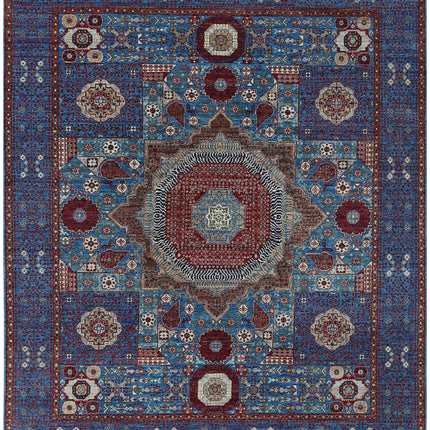Mamluk 8' 1" X 9' 9" Hand Knotted Wool Rug 8' 1" X 9' 9" (246 X 297) / Blue / Wool