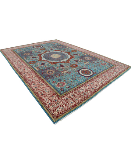 Mamluk 9' 9" X 13' 10" Hand Knotted Wool Rug 9' 9" X 13' 10" (297 X 422) / Teal / Wool